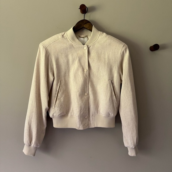 H&M LINEN BLEND JACKET BEIGE SIZE SMALL - Picture 1 of 5